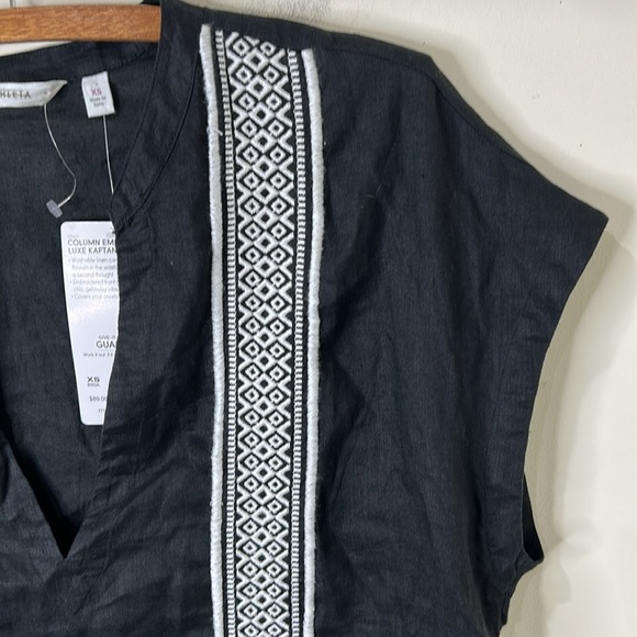 NWT ATHLETA Column Embroidery Luxe Kaftan Linen Beach Pool Size XS - Picture 4 of 15